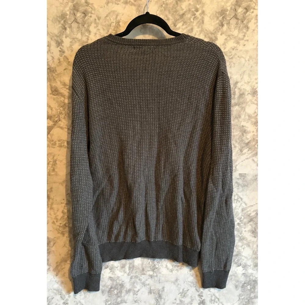 Banana Republic Men's Gray V-Neck Textured Knit Sweater XL Cotton‎ Wool Blend